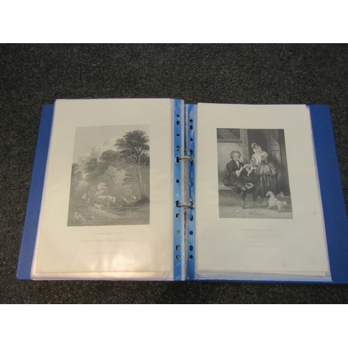 1429 - Two loose leaf clip folders containing 83 engravings in protective sleeves after 19th Century artist... 