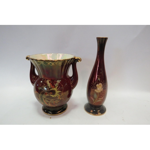 1343 - Two Crown Devon lustre vases, tallest 20cm     (E) £15-20