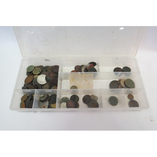 1350 - A collection of coins and a box of metal detecting finds