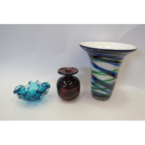 1360 - Three pieces of Art glass including Mdina vase, tallest 20cm