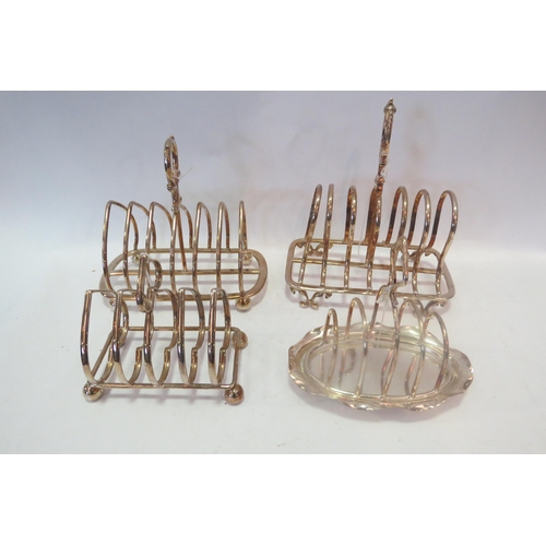 1376 - Two seven bar plated toast racks and two five bar plated toast racks