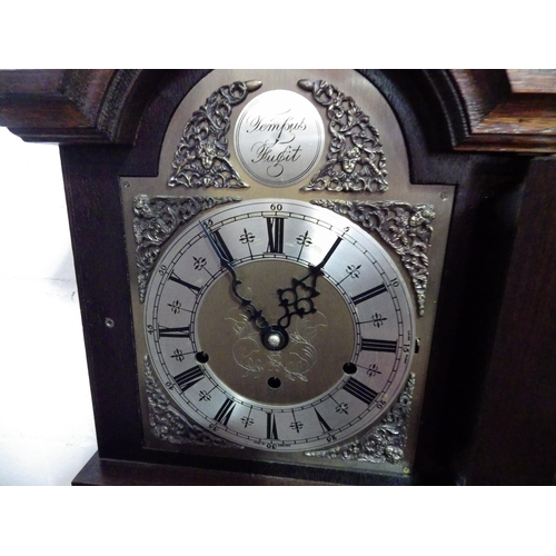 1031 - A John Walker grandmother clock with key, 162cm tall