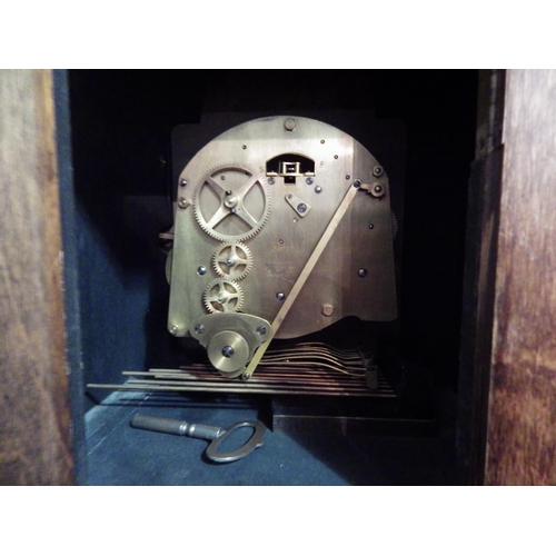 1031 - A John Walker grandmother clock with key, 162cm tall