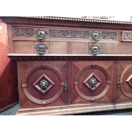 1037 - A Victorian Arts & Crafts oak dresser base in the manner of 