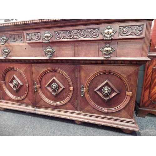 1037 - A Victorian Arts & Crafts oak dresser base in the manner of 