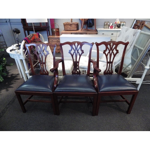 1094 - A set of eight (6 + 2 elbows) mahogany Chippendale style dining chairs with lattice central back spl... 