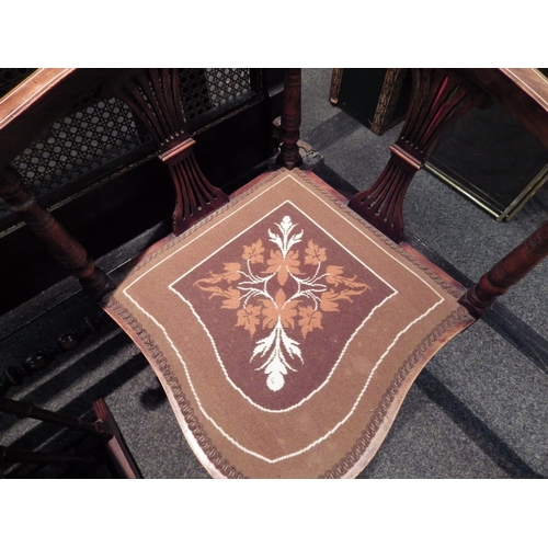 1100 - An Edwardian ivorine and mixed wood inlaid corner chair     (R)£40