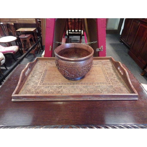 1134 - A carved tray with 