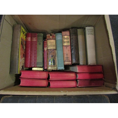 1164 - A box of books including a family Bible having coloured illustrations, Punch books, etc