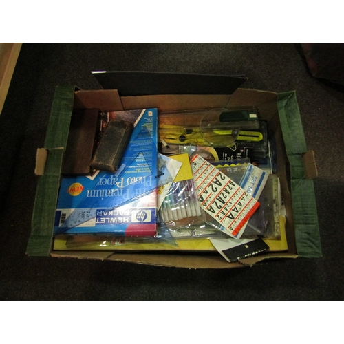 1167 - A box of miscellaneous to include two compass sets, stencils and a set square etc.