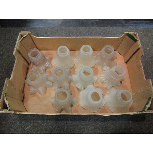 1170 - A box of eleven various glass lamp shades     (E) £15-20