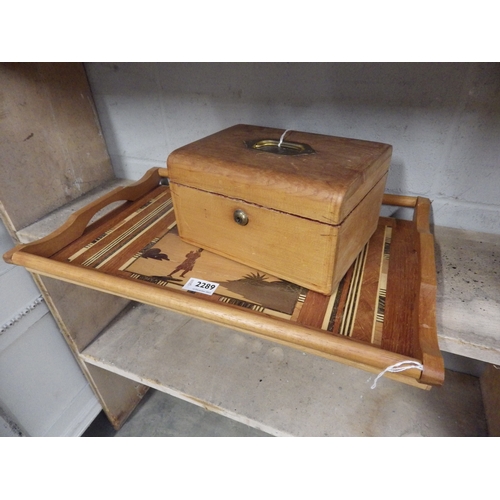 2324 - A Victorian pine jewelry box and a tray