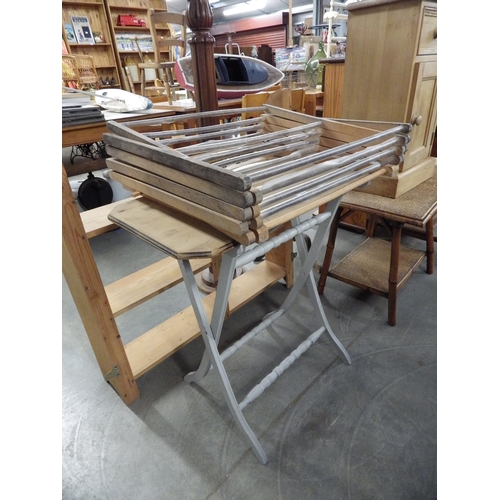 2257 - A stripped mahogany occasional table and a folding clothes airer