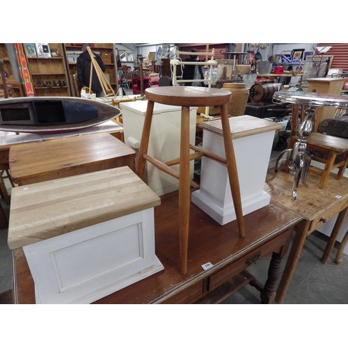 2260 - A beech stool with two oak plinths