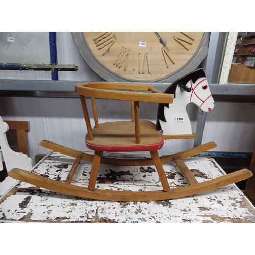 2308 - A 1950's  Childs beech rocking horse