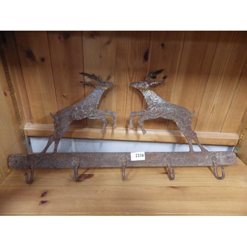 2336 - An iron wall mounting hook rack with stag design