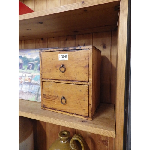 2341 - A small Victorian waxed pine 2 drawer desk top unit