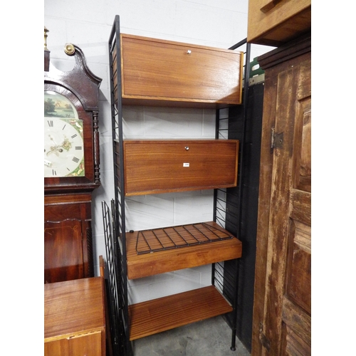 2347 - A 1970's metal ladder-rack style wall unit with an extra 4 wall mounts and units