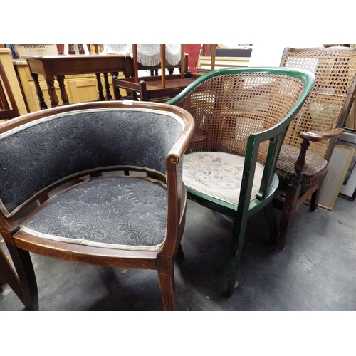 2394 - Two tub chairs one with a Bergere back