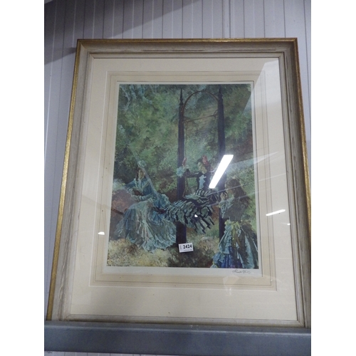 2424 - A large framed limited edition Russell Flint print depicting ladies by a swing   (R) £30