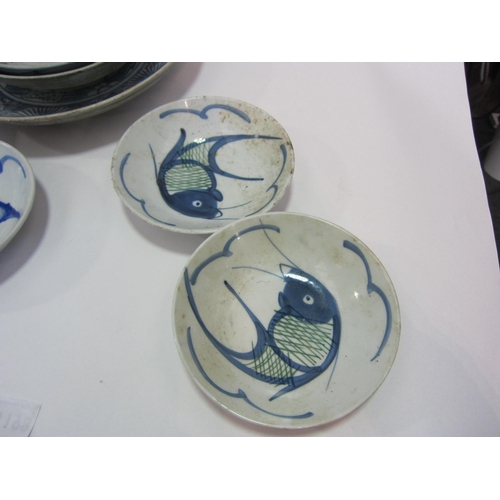 1198 - A collection of blue and white Oriental plates/ dishes, some bearing backs to underside, some a/f