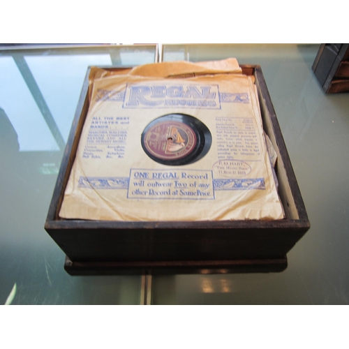 1199 - A wooden box containing approximately 56 various 78rpm shellac records, majority in sleeves, some in... 