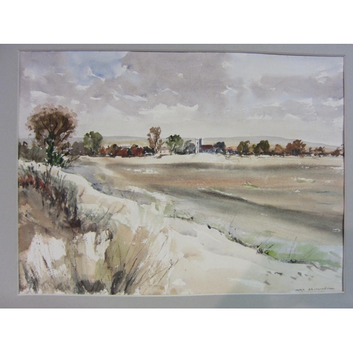 1208 - Max Brimmell (1917-1993): A watercolour depicting a Norfolk village, image approximately 27cm x 36cm... 