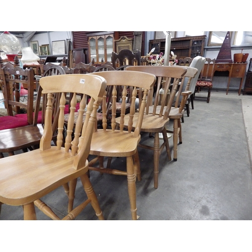 2460 - Four various beech kitchen chairs