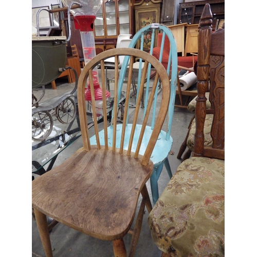 2464 - Two solid seated chairs one painted   (R) £10