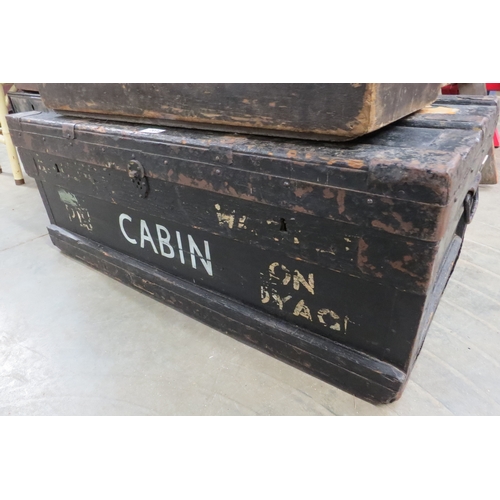 2036 - An Edwardian tin lined travel trunk  (E) £20-30