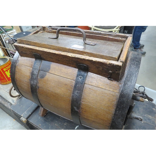 2054 - A French oak table top butter churn   (E) £30-40