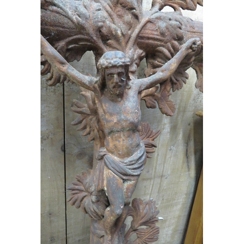 2068 - A French cast iron crucifix