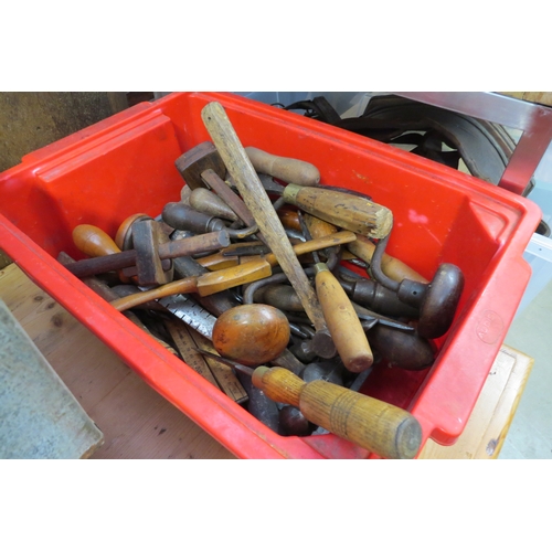 2070 - Two boxes of wood workers tools