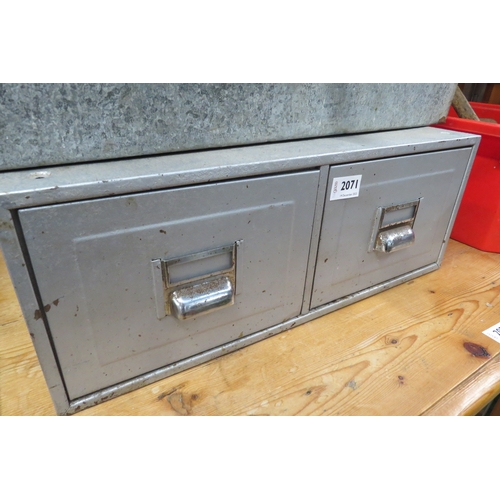 2071 - A metal two drawer filing cabinet