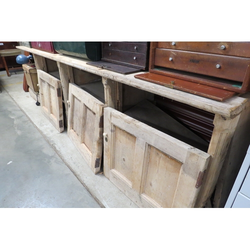 2093 - A Victorian stripped pine three door pantry unit a/f   (R) £100