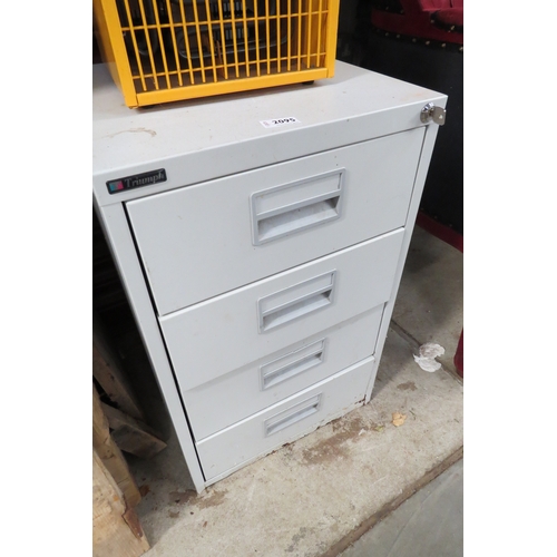 2095 - A small metal four drawer filing cabinet