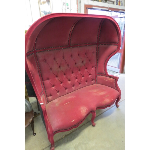 2101 - A porters wingback sofa for re-upholstery   (E) £100-150