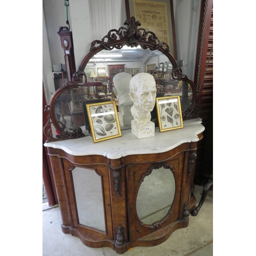 2108 - A Victorian Burr Walnut Mirror Back Credenza