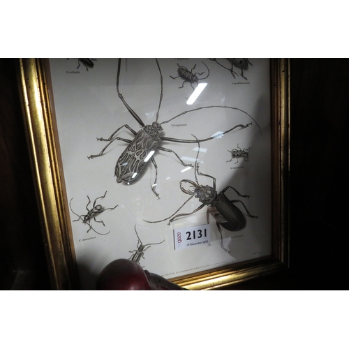 2131 - A gilt framed Georgian print of bugs and beetles   (R) £15