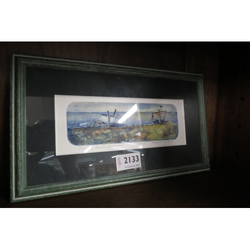 2133 - A limited edition print of fishing boats and Dunwich pencil signed by the artist Mandy Walden 5/20  ... 