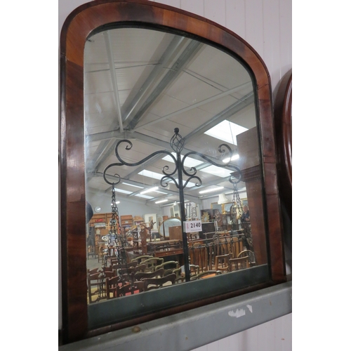 2140 - A Victorian mahogany dome top wall mirror 50 x 65cm