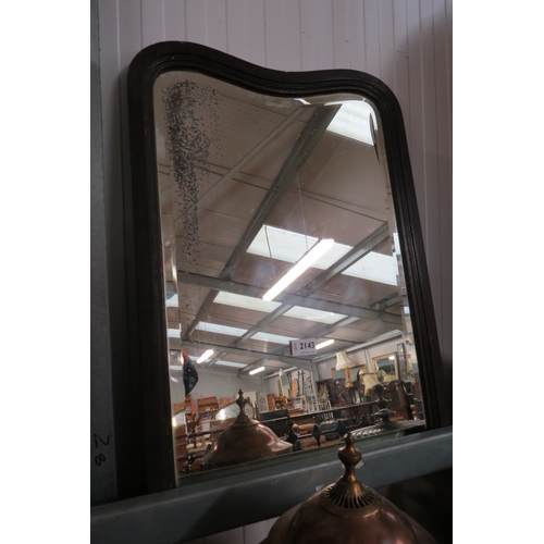 2143 - An Edwardian mahogany framed wall mirror with worn mirror plate 47 x 65cm