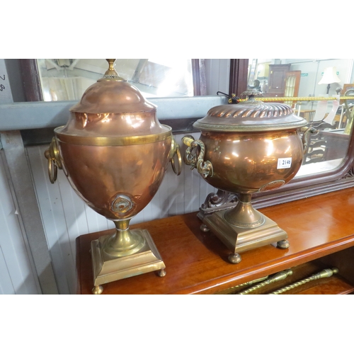 2146 - Two brass samovars a/f