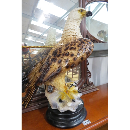 2153 - A 1950's painted plaster eagle on plinth