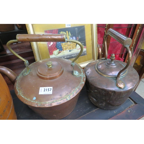 2157 - Two Victorian copper kettles