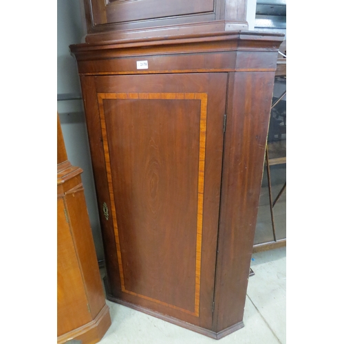 2178 - An Edwardian mahogany inlaid corner cupboard   (R) £15