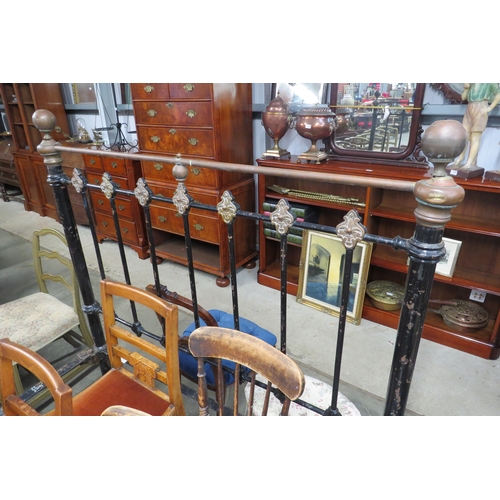 2199 - A Victorian black painted brass and iron bed