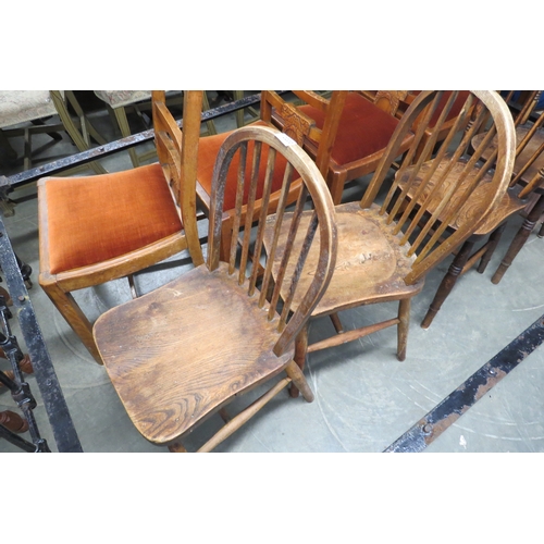 2200 - A pair of 1930's elm hoop back kitchen chairs