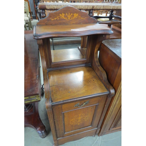 2216 - An Edwardian inlaid rosewood Pudendum with two shovels