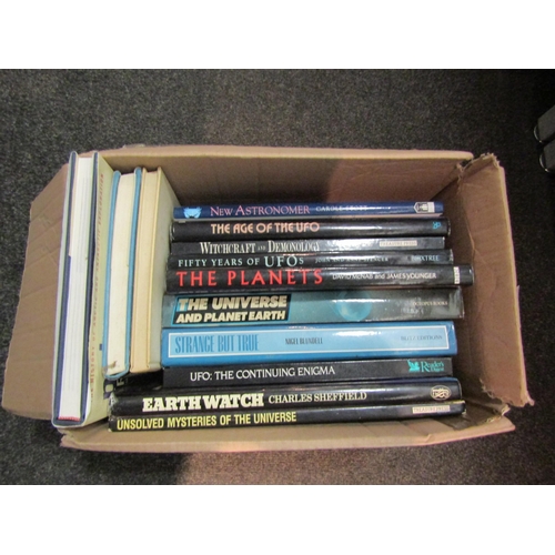 1394A - A box of books on astronomy, paranormal, UFO's, etc